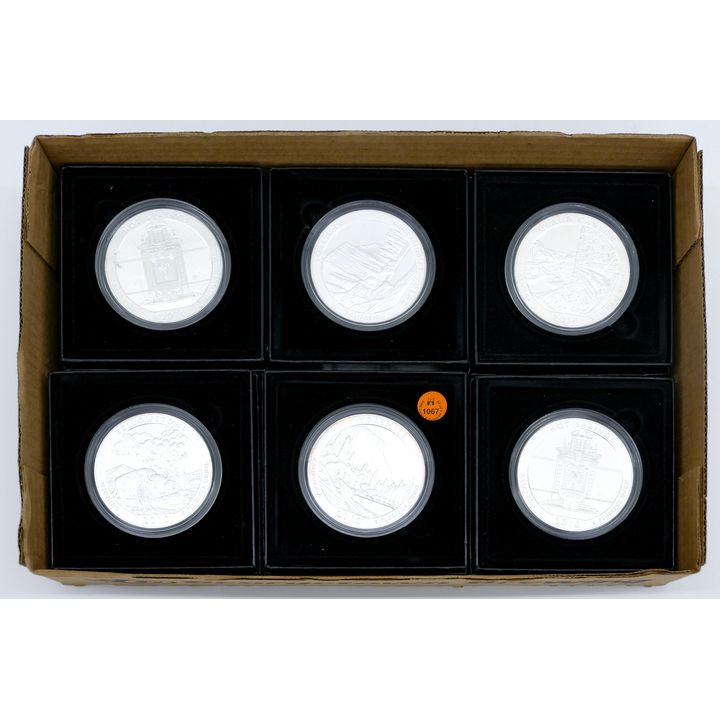 Box 6pc US .999 Silver 5 Troy Ounce America the Beautiful Coins