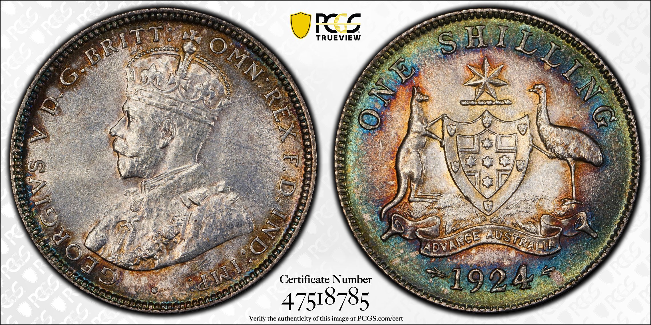 Shilling, 1924, PCGS MS 64