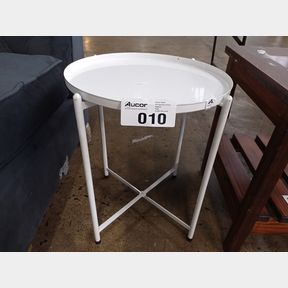 GRETMOL 1 TIER METAL TRAY SIDE TABLE - WHITE - MINIMALIST SIDE TABLE FOR BEDROOM HOME DECOR