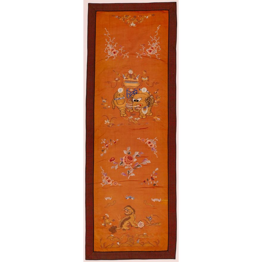 Chinese Republic Gold Thread Elephant Panel