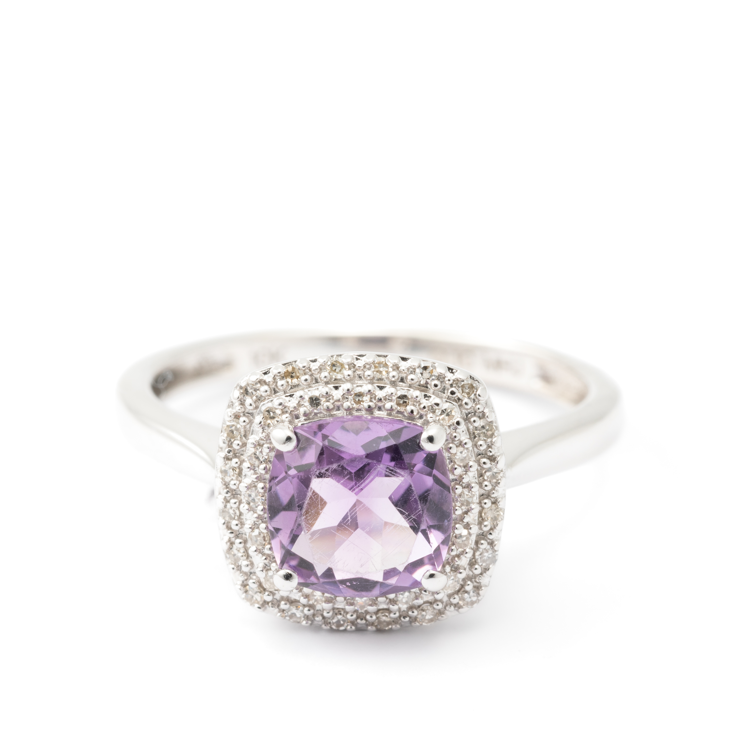 219 · Amethyst & Diamond 10ct White Gold Ring