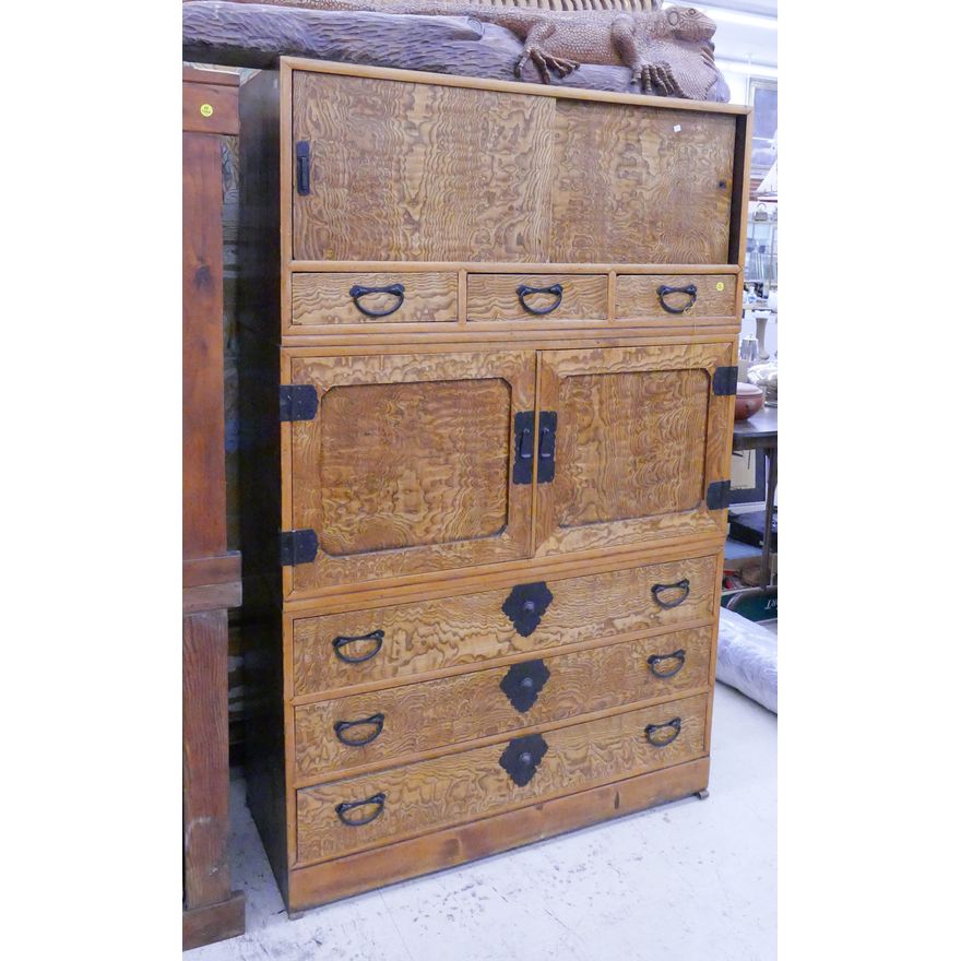 Japanese Meiji 3 Part Tansu Chest- 65x41x16.5''