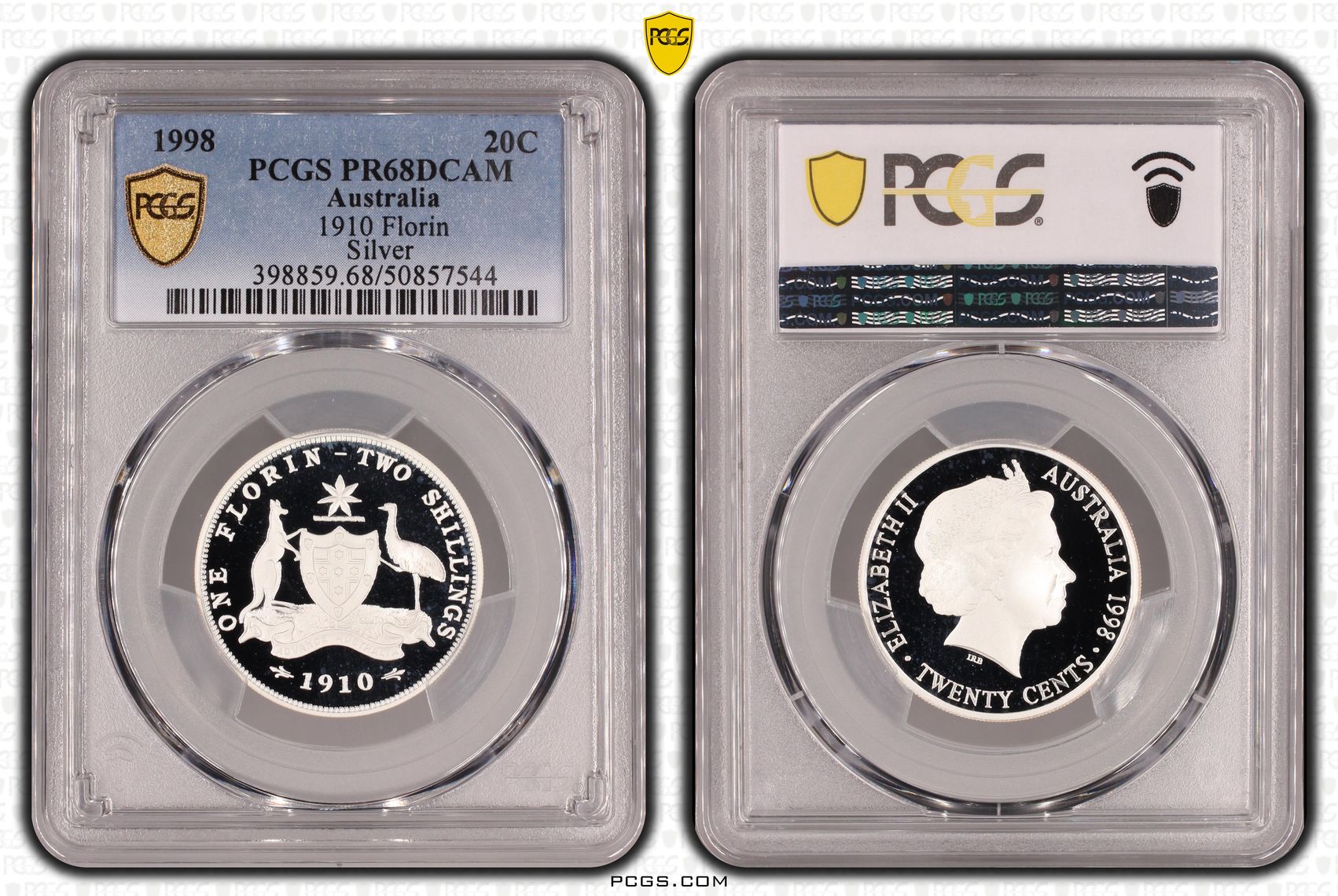 1910 Florin Silver, Twenty Cent, 1998, PCGS PR68DCAM