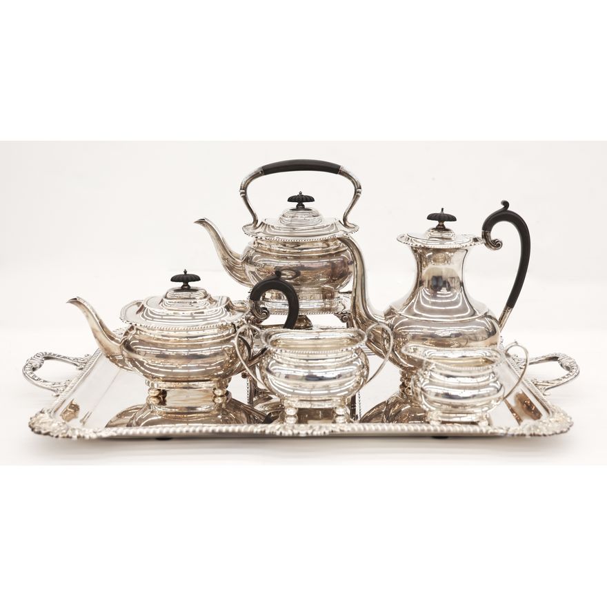 6pc Asprey London Sterling Tea and Coffee Service