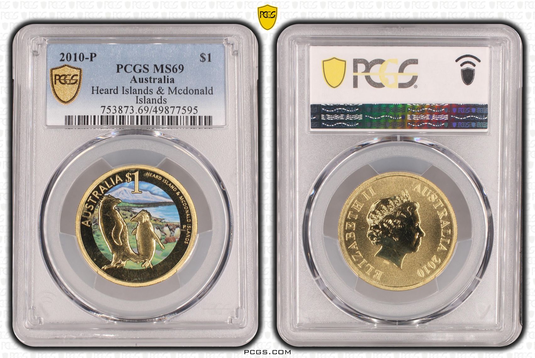 Heard Islands & Mcdonald Islands POP 7/0, One Dollar, 2010-P, PCGS MS69