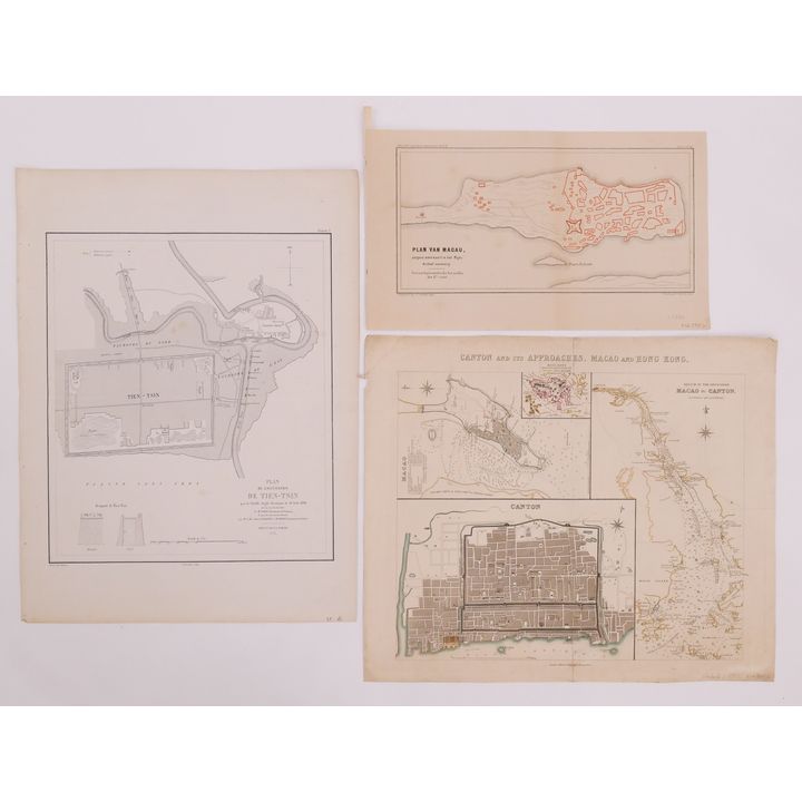 3pc 19th Century Chinese City Maps