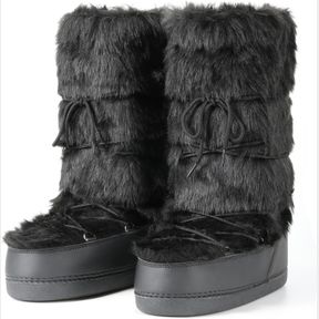 IXU WOMEN'S FAUX FUR BOOTS FURRY SNOW BOOTS FOR WOMEN MID CALF WINTER BOOTS BLACK WHITE BROWN GREY FLUFFY BOOTS FUZZY CUSTOME SHOE