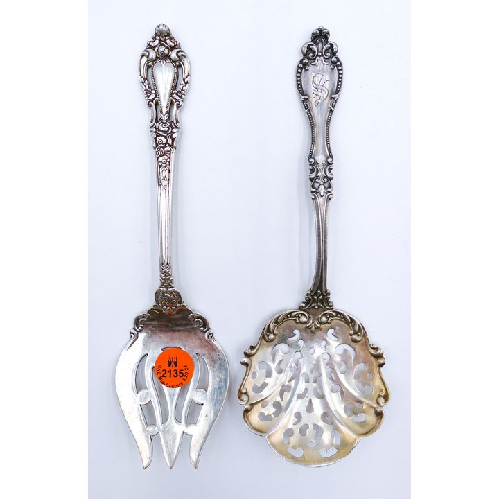 2pc Ornate American Sterling Pierced Servers 7.5'' - 121 Grams TW