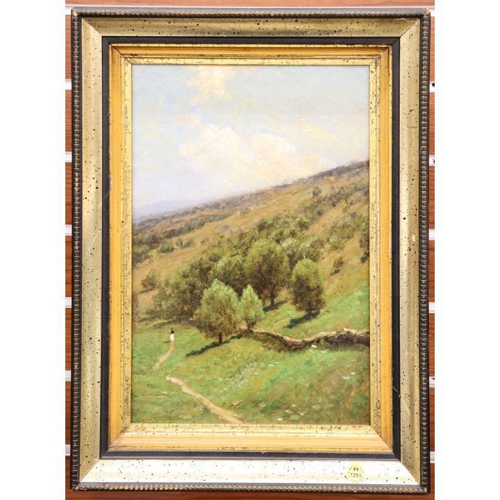 Antique European Countryside Oil Painting Framed 19''x14''