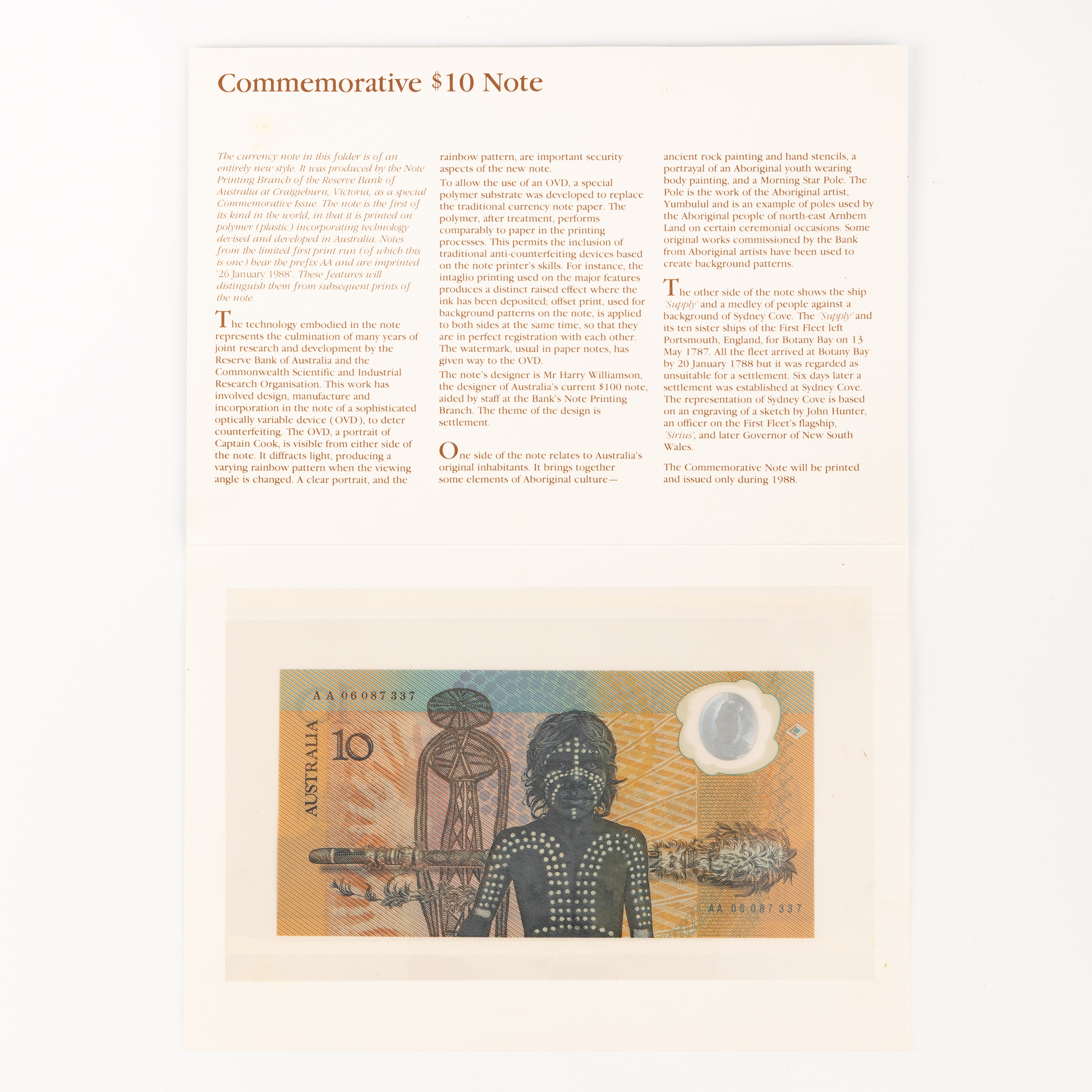 1 · Commemorative Note, Ten Dollar, 1988,  UNC