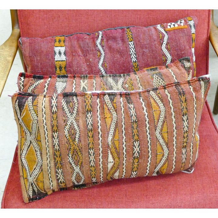 3pc Antique Kilim Covered Throw Pillows 9''x17''
