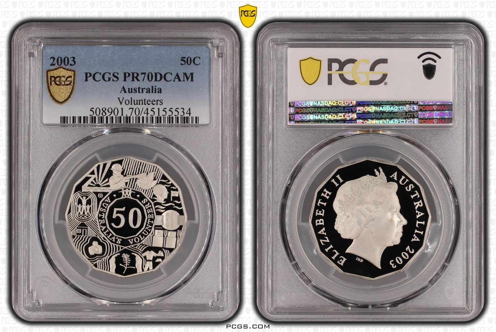 2003 Australia Fifty Cent, 50c Volunteers PCGS - PR70DCAM POP 29/0 -534