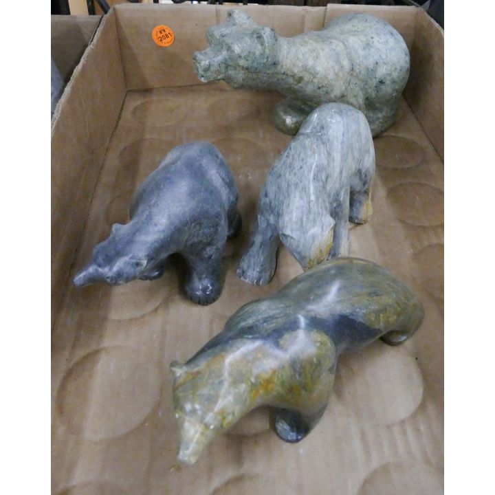 Box 4pc Inuit Stone Bear Carvings
