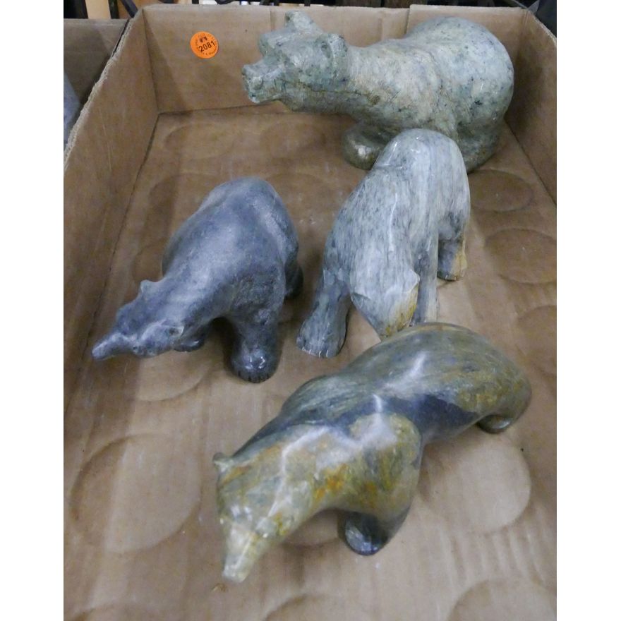 Box 4pc Inuit Stone Bear Carvings