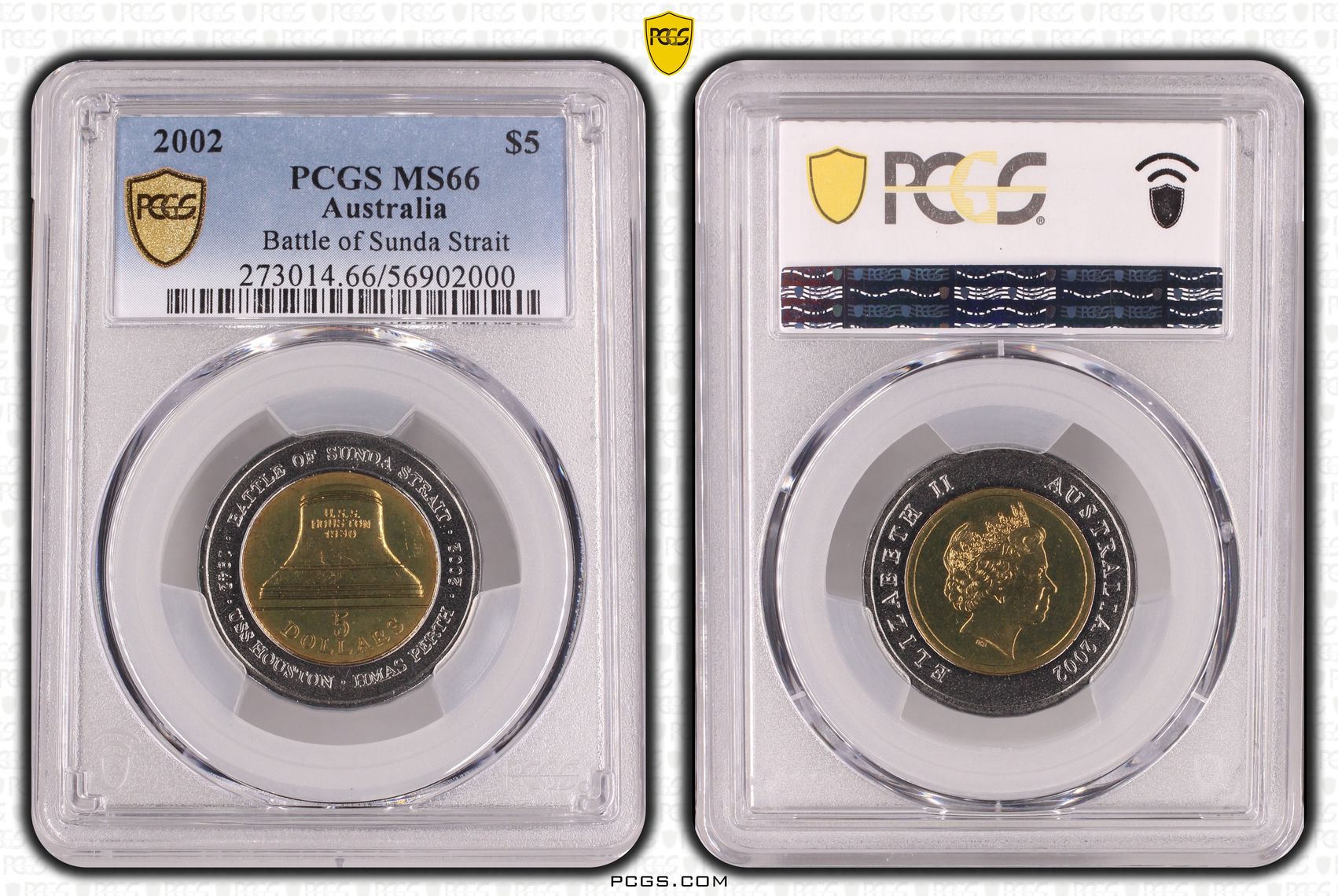 Battle of Sunda Strait, Five Dollar, 2002, PCGS MS66