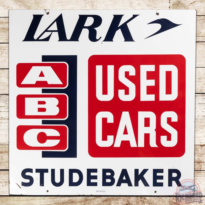 Studebaker Lark ABC Used Cars 42" Double Sided Porcelain Sign