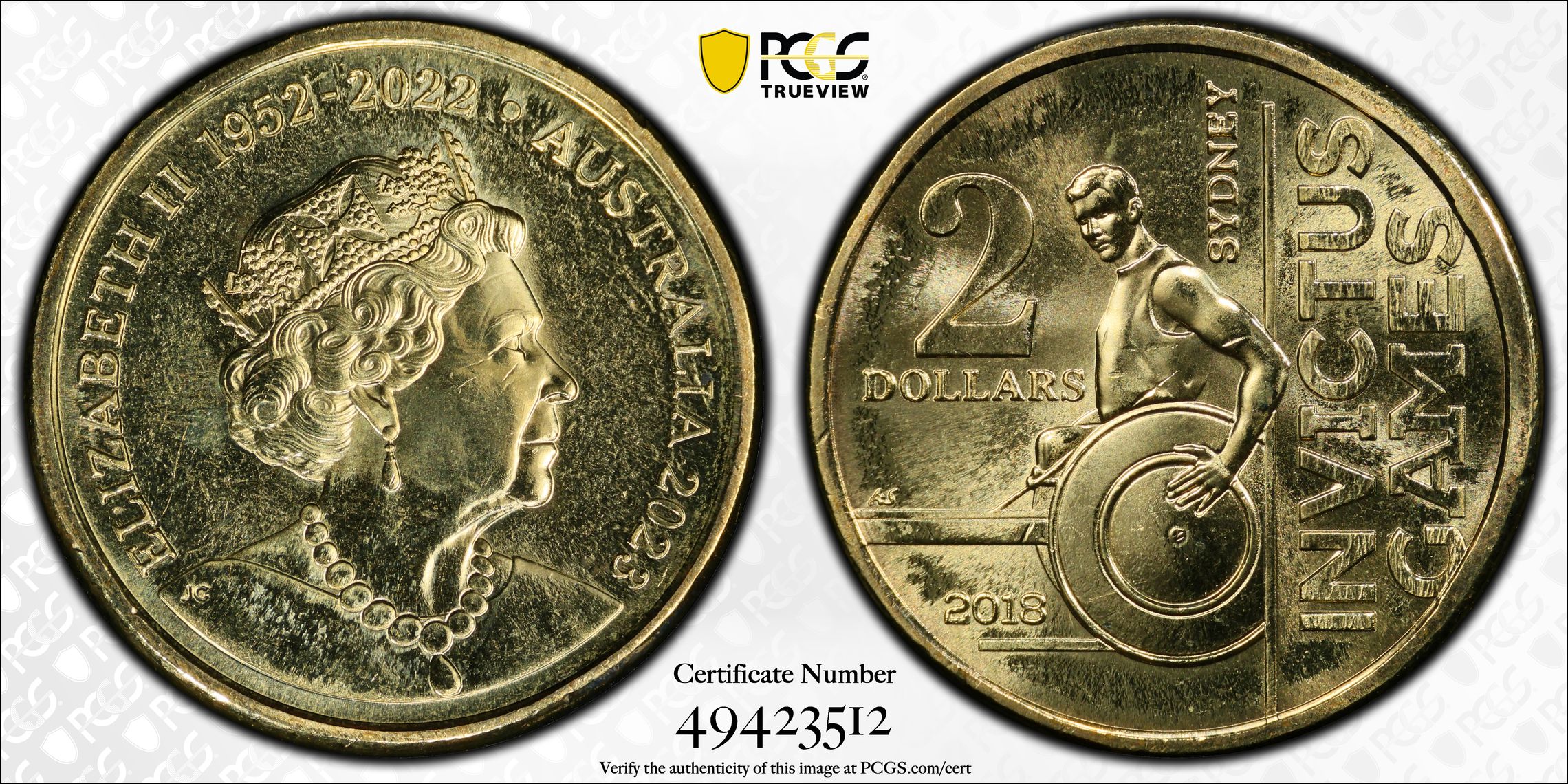 35th Ann $2 Coin Set Invictus Games, Sydney 2018, Two Dollar, 2023, PCGS MS67