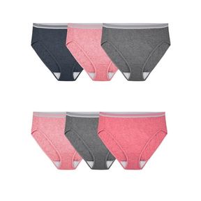 13 (5X) FIT FOR ME BY FRUIT OF THE LOOM WOMEN'S PLUS SIZE COTTON HI-CUT BRIEF UNDERWEAR, 6-PACK
