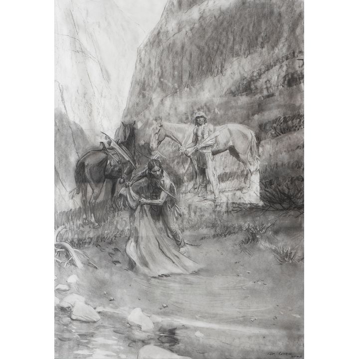 The Wolf Men (Sketch) by Tom Lovell (1909-1997)