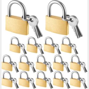 0.98" KENNING 16 PCS SOLID KEYED ALIKE PADLOCKS 0.98" SOLID BRASS PADLOCK WITH KEY WEATHERPROOF LUGGAGE LOCKS SUITCASE LOCK WIDE B