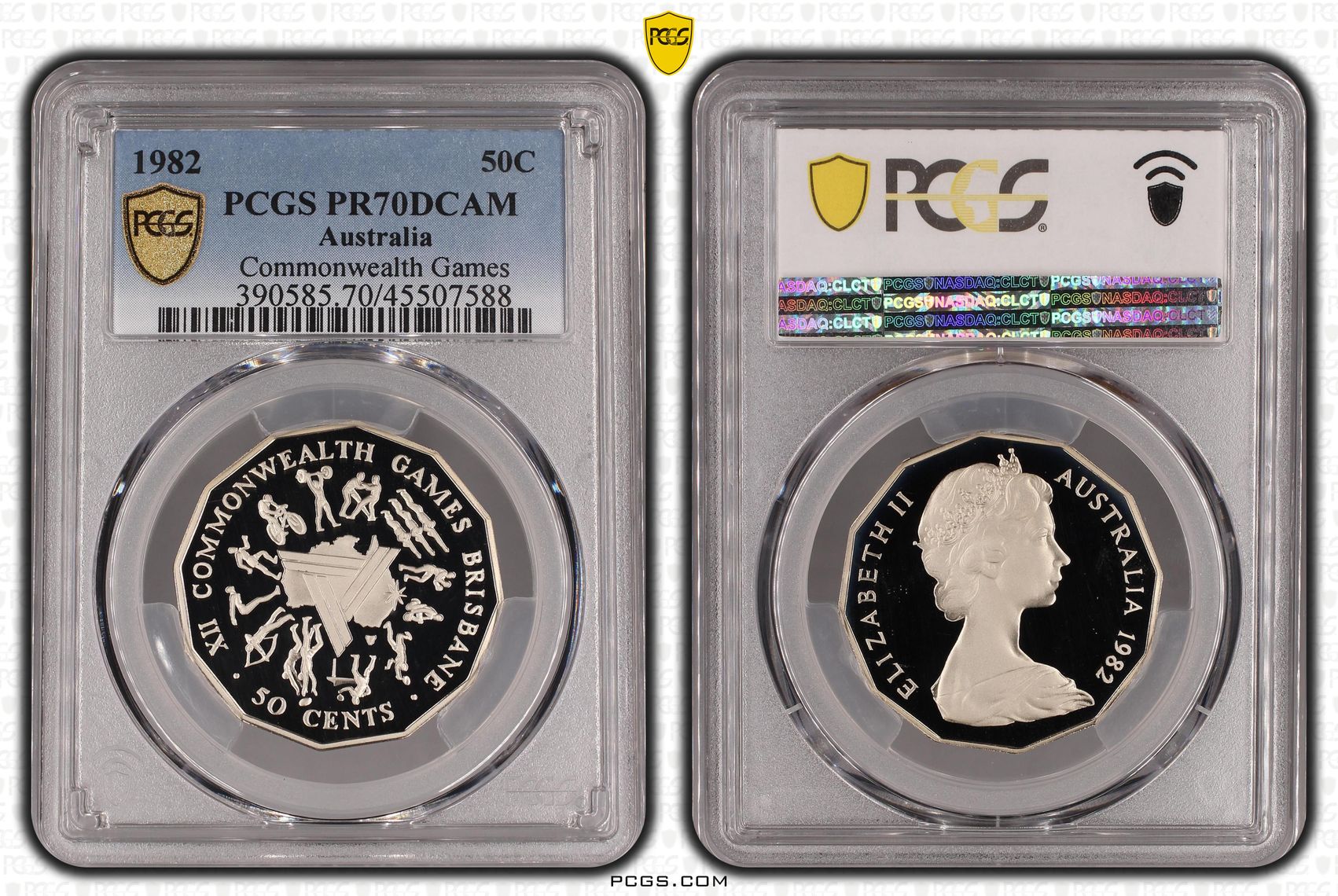 1982 Australia Fifty Cent, 50c Proof Commonwealth Games PCGS - PR70DCAM POP 4/0 -588