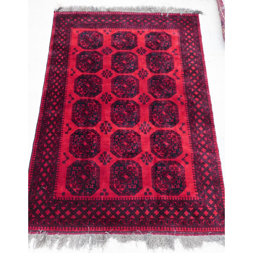 Afghani Red Medallions Oriental Rug- 9'3'' x 6'6''