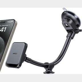 APPS2CAR DASHBOARD CAR MOUNT FOR MAGSAFE 17 N54 MAGNETS, STRONG SUCTION CUP, ANTI-SHAKE STABILIZER, WINDSHIELD GOOSENECK LONG ARM