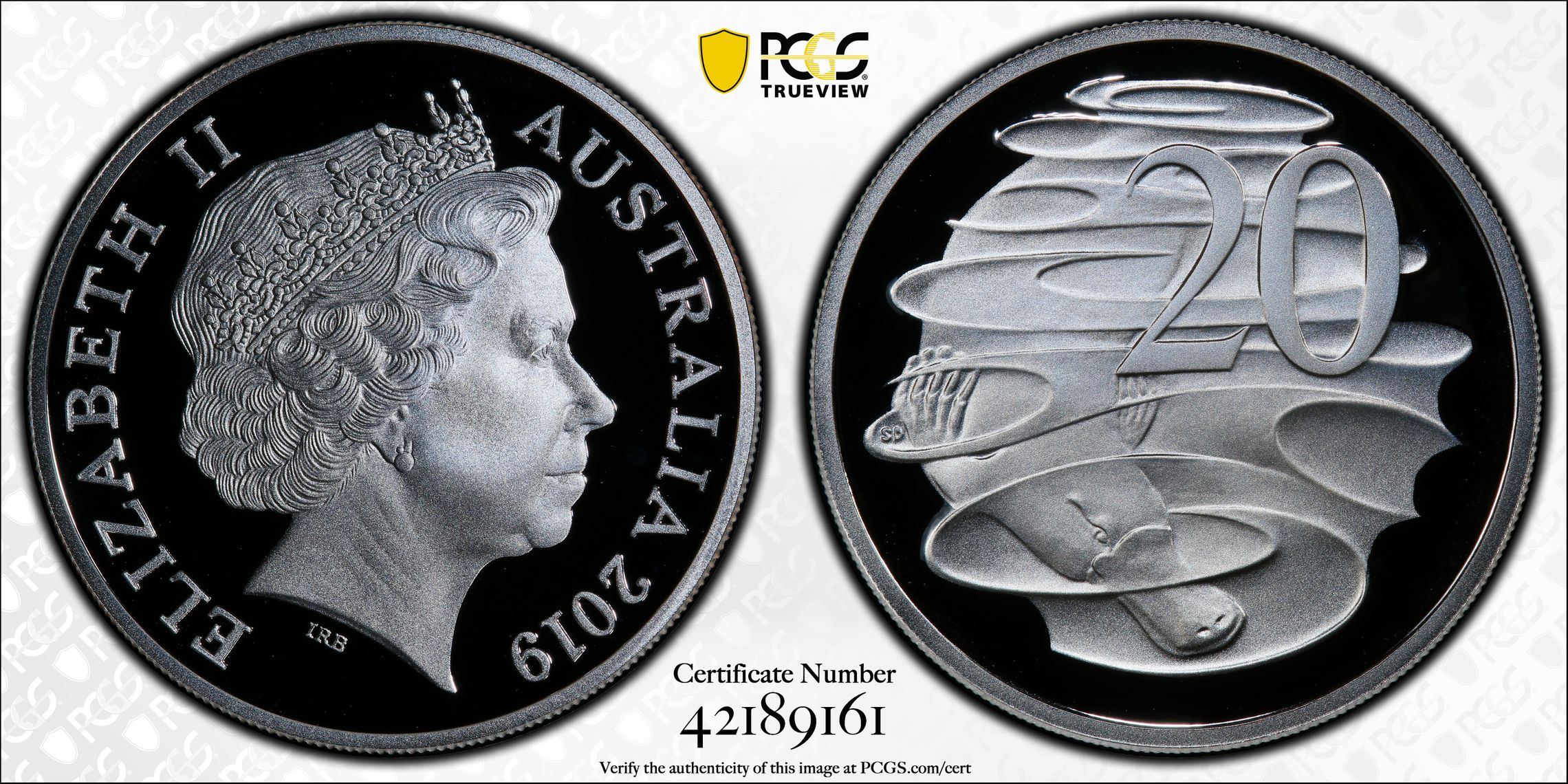 246 · 2019 Australia Twenty Cent, 20c Silver Proof Silver PCGS - PR69DCAM -161