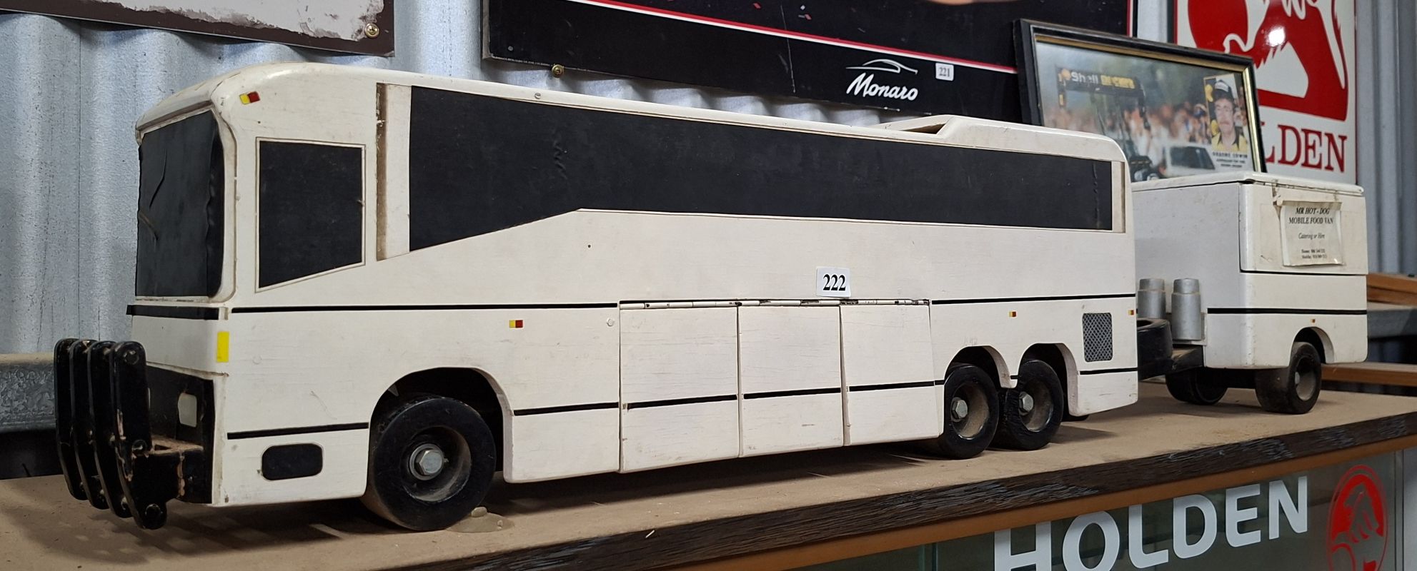 222 · WOODEN BUS AND TRAILER