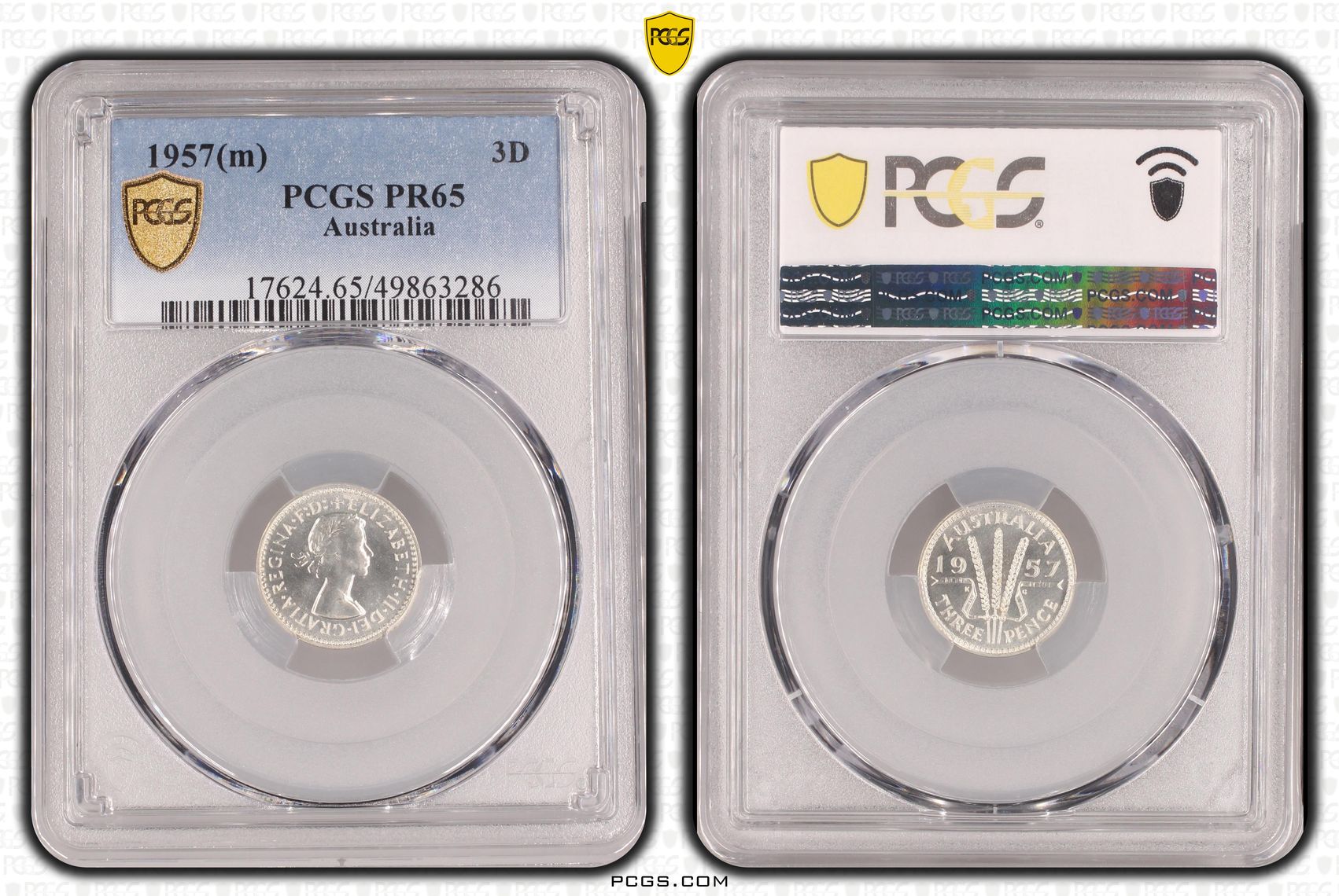 Elizabeth II, Threepence, 1957(m), PCGS PR65