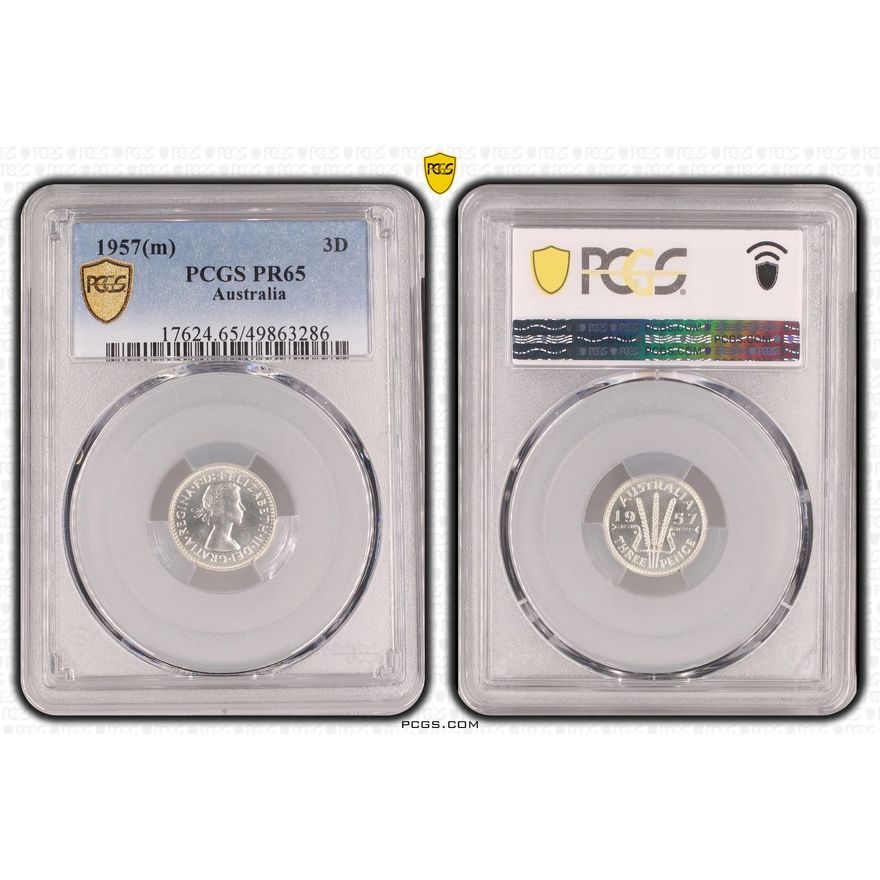 Elizabeth II, Threepence, 1957(m), PCGS PR65