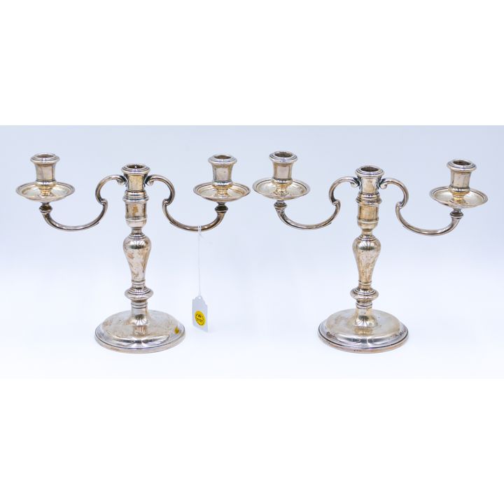 Pair Ensko Solid Sterling Triple Candelabras 9''x11'' - 1,547 Grams