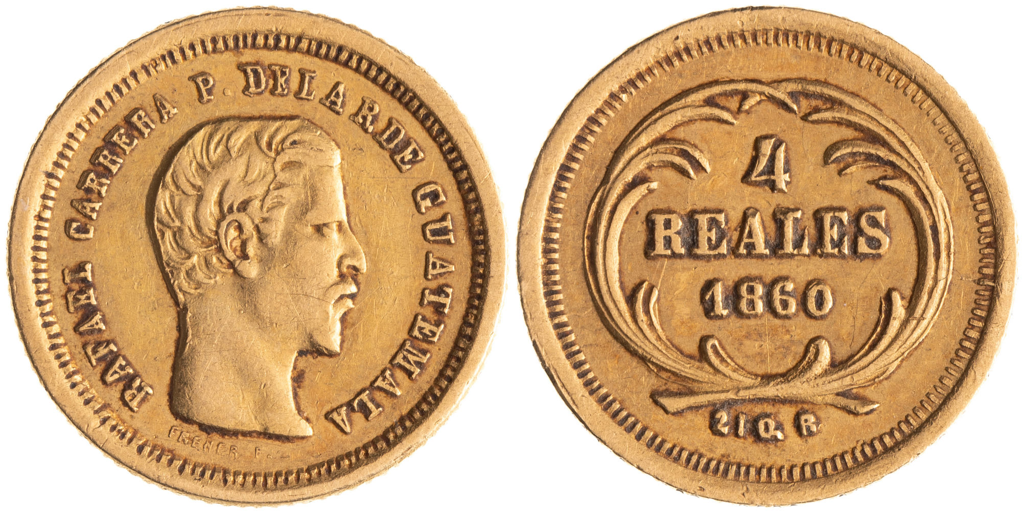 Guatemala, Four Reales, 1860-R, VF