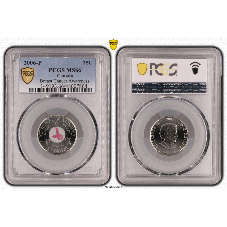 Canada, Breast Cancer Awareness, Twenty Five Cent, 2006-P, PCGS MS66