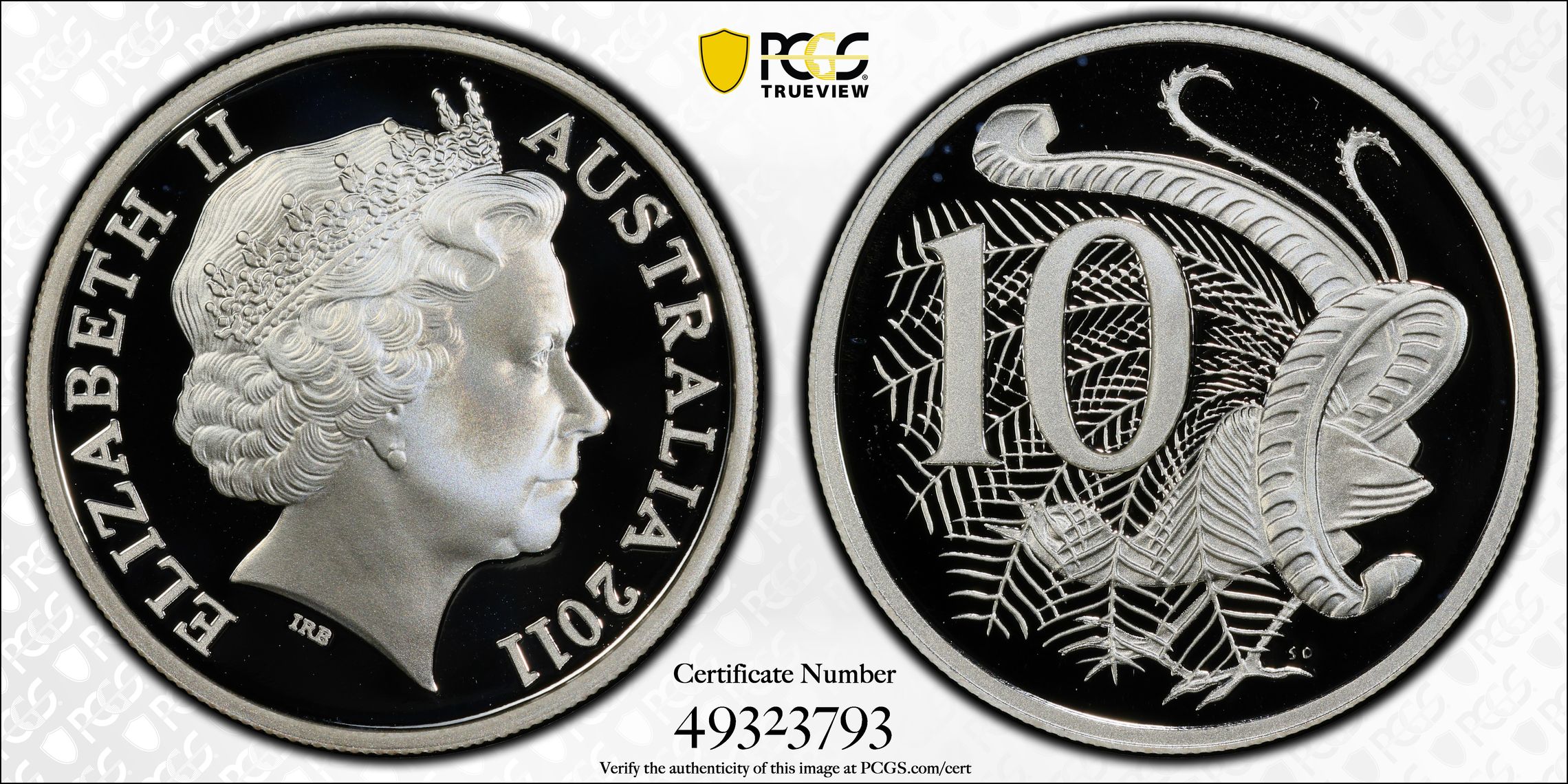 Silver, Ten Cent, 2011, PCGS PR69DCAM