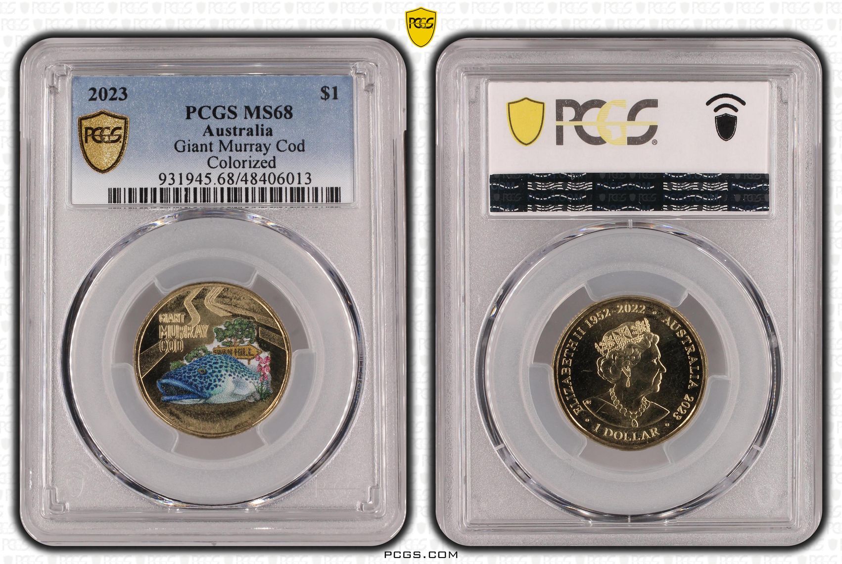 Elizabeth II, Giant Murray Cod, One Dollar, 2023, PCGS MS68