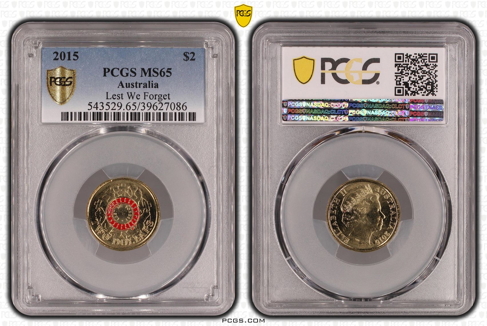 Lest We Forget Colorized, Two Dollar, 2015, PCGS MS65
