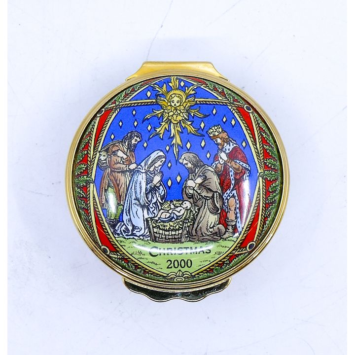 Halcyon Days Christmas 2000 Enameled Box 1'' x 2''