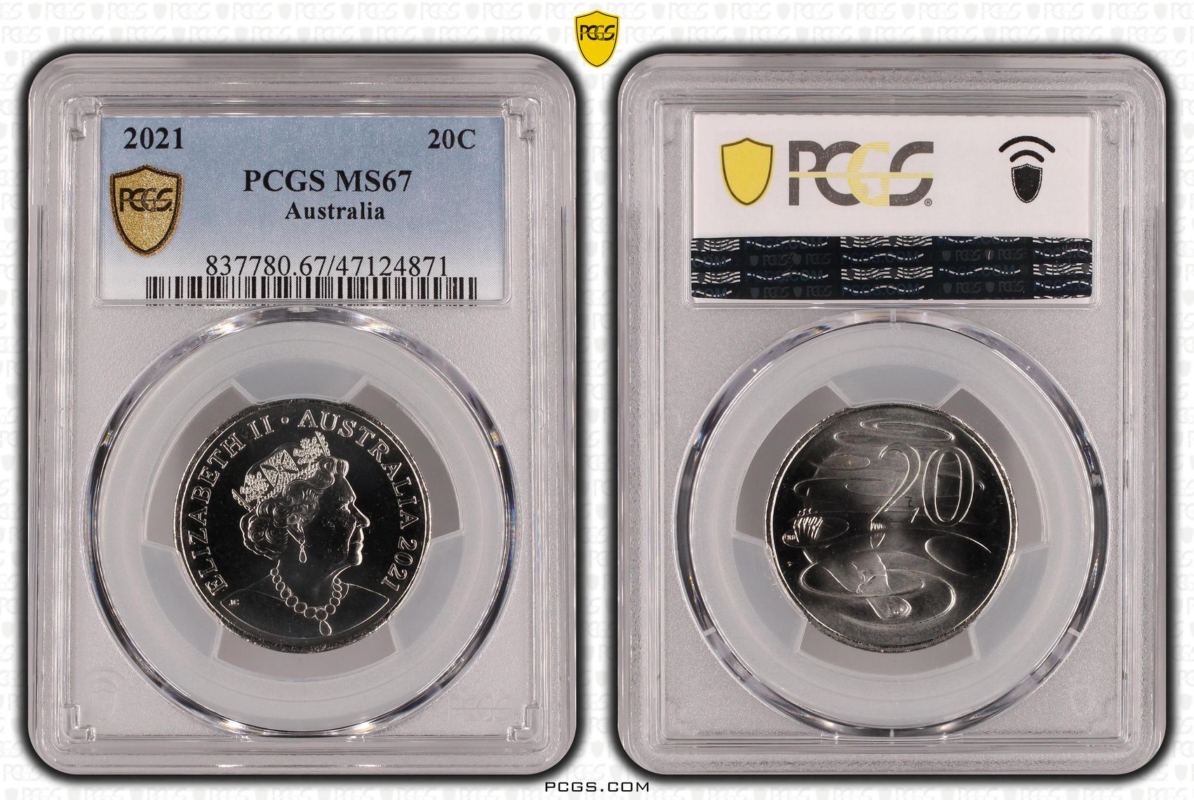 , Twenty Cent, 2021, PCGS MS67