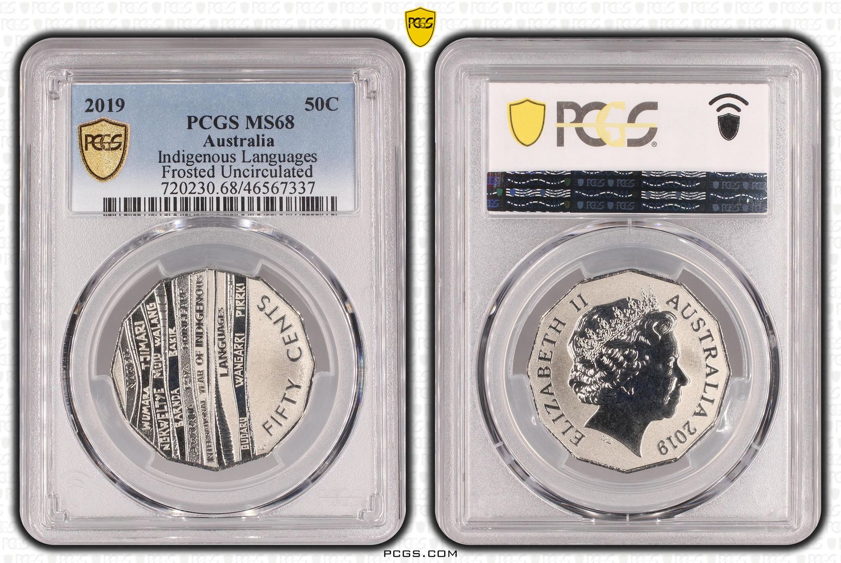 Indigenous Languages Frosted Uncirculated, Fifty Cent, 2019, PCGS MS68