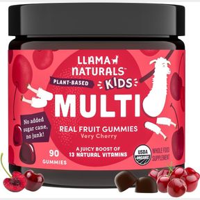 LLAMA NATURALS KIDS MULTIVITAMIN GUMMIES, VEGAN, ORGANIC WITH VITAMIN D, C & K, TODDLER REAL FRUIT GUMMY VITAMINS, CHEWABLE SUPPLE