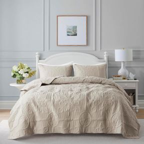 DAMASK QUILT KING SIZE BEDDING SETS WITH PILLOW SHAMS, BOHO SOFT LIGHTWEIGHT BEDSPREAD COVERLET, BEIGE QUILTED BLANKET THIN COMFOR