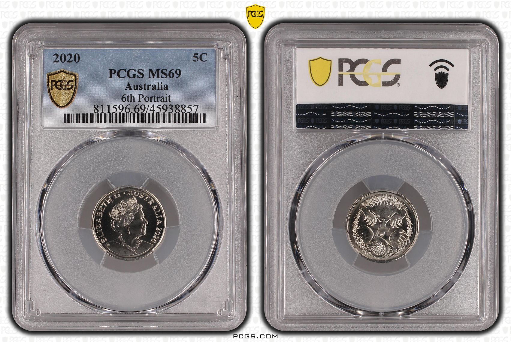 2020 Australia Five Cent, 5c 6th Portrait PCGS - MS69 POP 3/0 -857
