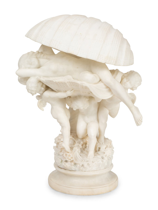 La Perla, a Carved Alabaster Figural Lamp
Height 23 1/2 inches.