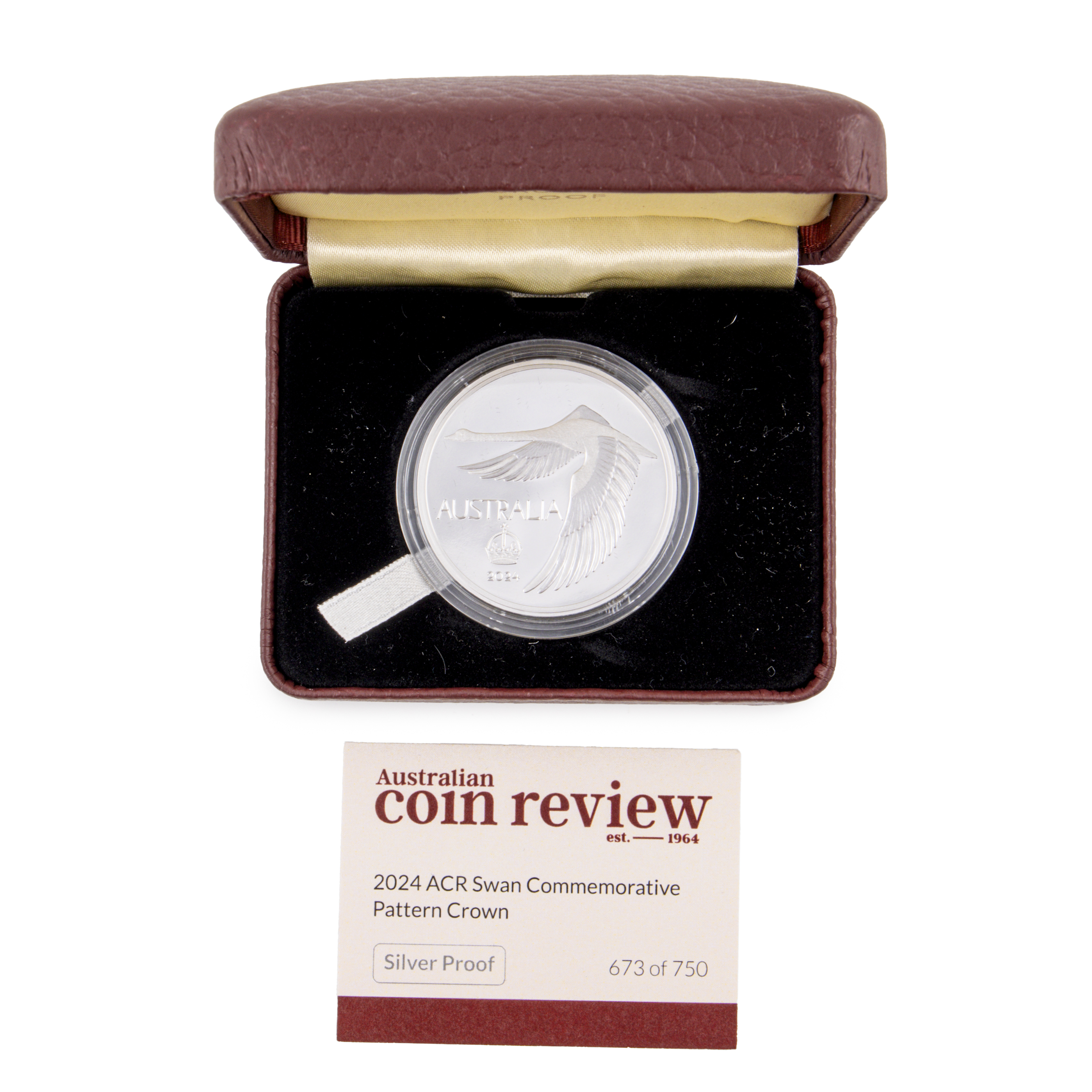 1oz Silver Swan Proof , Pattern Crown, 2024, FDC