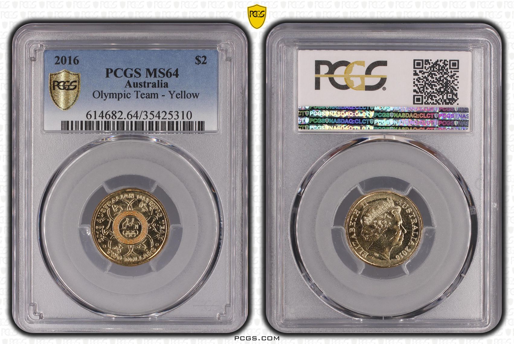 468 · Olympic Team - Yellow Colourised, Two Dollar, 2016, PCGS MS64