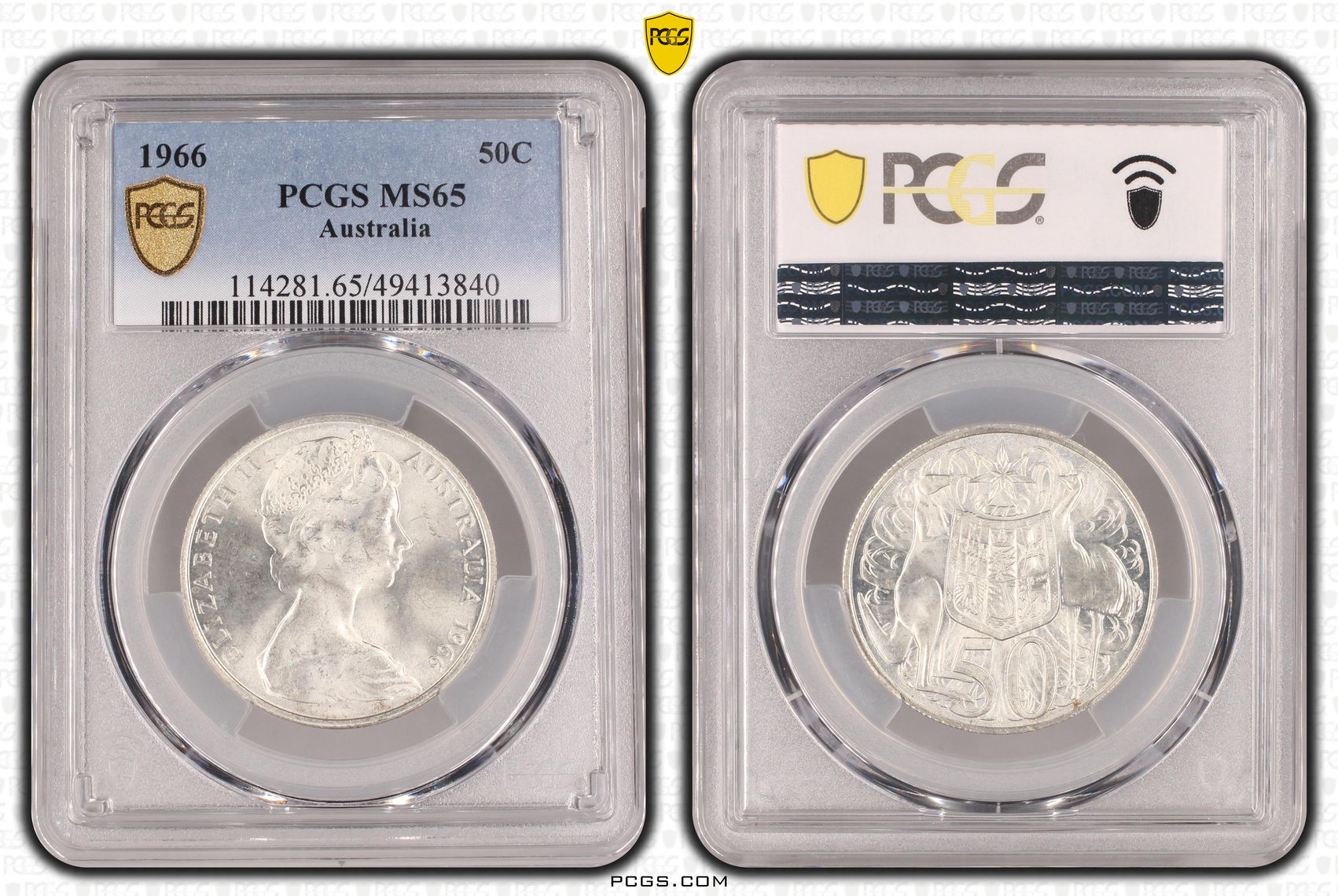 259 · Elizabeth II,  , Twenty Cent, 1966, PCGS MS65