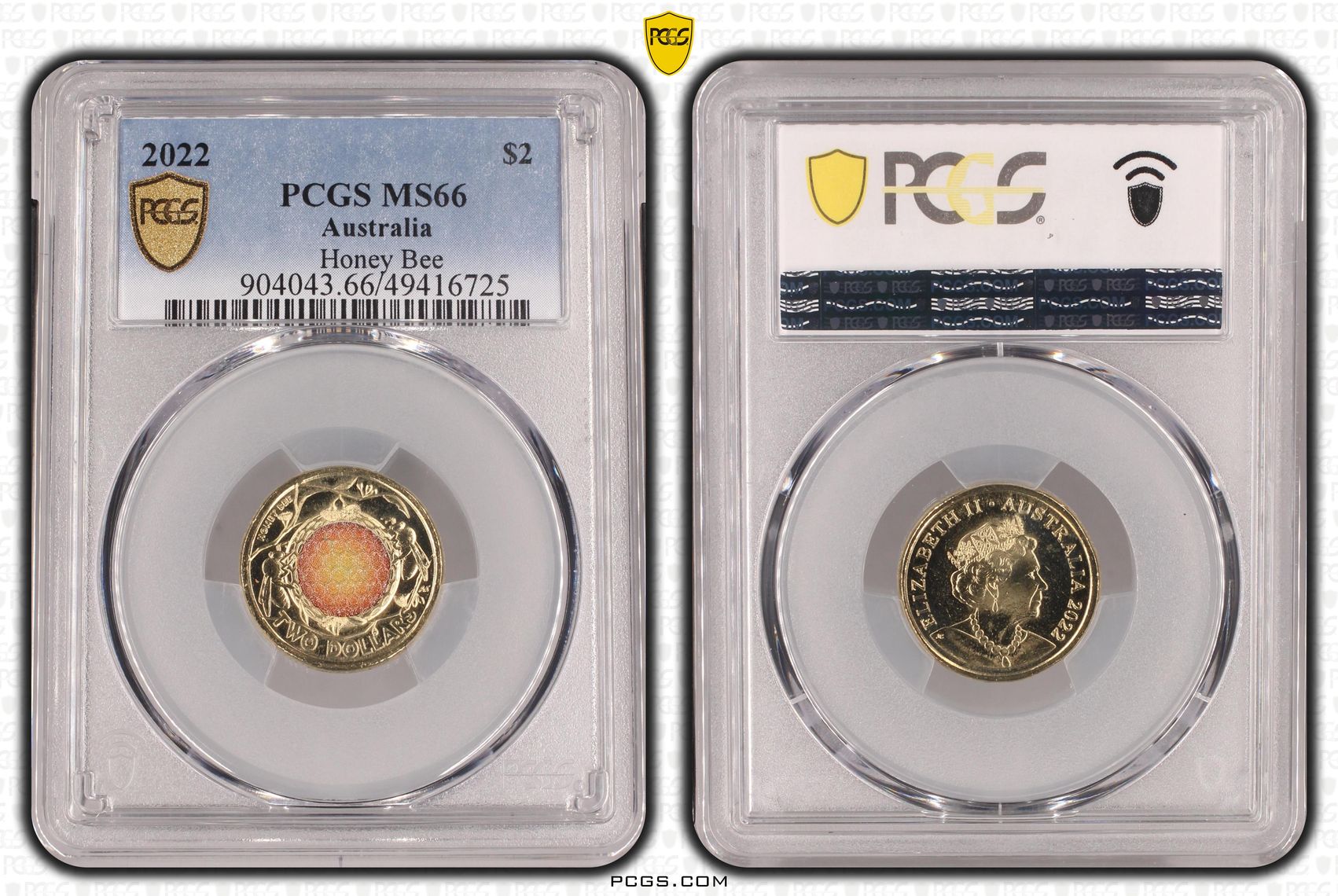 Honey Bee Colorized , Two Dollar, 2022, PCGS MS66