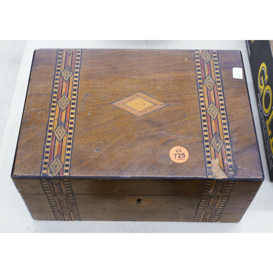 Antique Inlaid Small Box- 4x10''