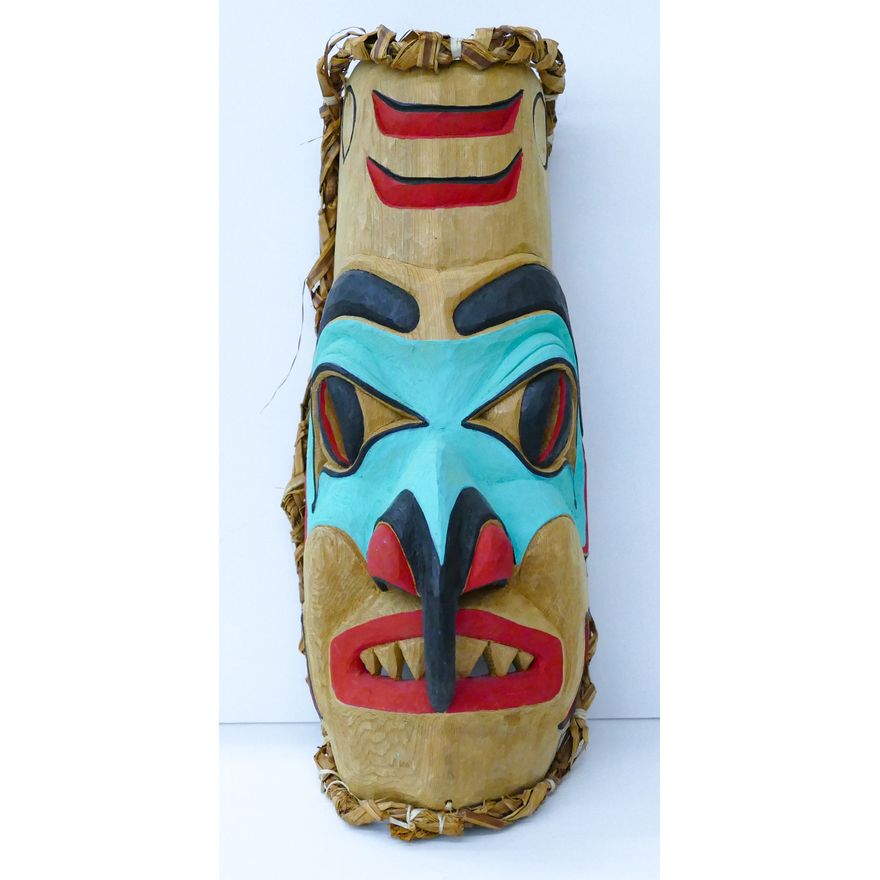 Myron Barns (Tlingit) ''Shark Man'' Carved Cedar Mask 13''x6''